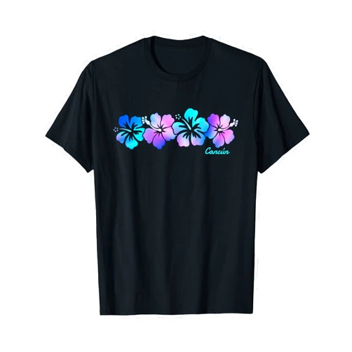 Cancun Mexico Retro Vacation Souvenirs Cancun Mexico Hibiscus Flower Cruise Vacation Souvenir T-Shirt