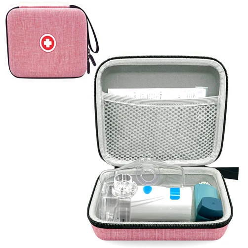 Klawdsky Carrying Case for Portable Nebulizer, Travel Medical Bag, Hard Emergency Medical Bag for Inhaler Spacer Case for Adults(Case Only) (Pink)