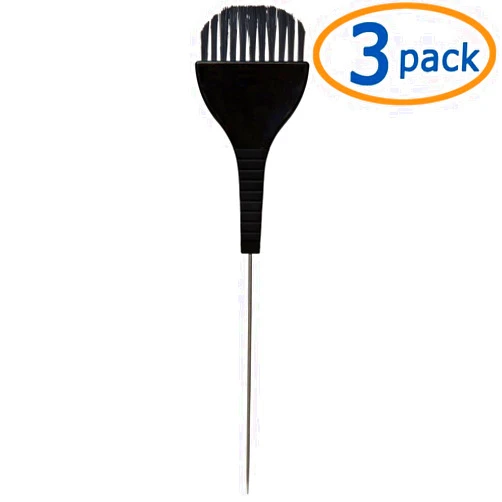 Hair Tamer Tint Brush with Metal Pin Tail - 3 Pack