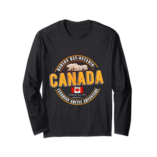 Kanada Hudson Bay Eisbären Arktis Expedition Canada Toronto Montreal Vancouver Canada Flag Long Sleeve T-Shirt
