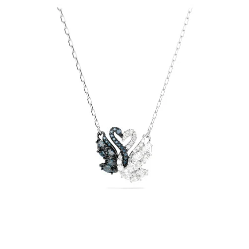 Swarovski Swan Pendant, Swan, Black, Rhodium Finish