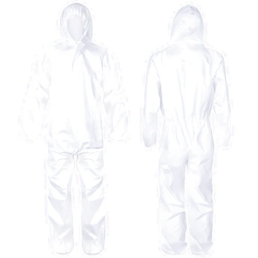 Geiserailie 50 Pack Disposable Protective Coverall with Hood Size Heavy Duty Full Body Suit for Men and Women