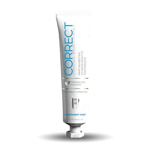 Correct Oral Care Correct MMP Inhibiting Hydroxyapatite Toothpaste, Created by Doctors + Dentists for Gum Health, Remineralizing Enamel, Whitening, Sensitive Teeth, Antiplaque, Fluoride Free, SLS Free, 4oz, Made in USA
