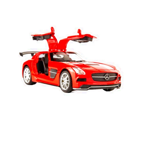 ILooboo Alloy Collectible Red SLS AMG Toy Vehicle Pull Back Die-Cast Car Model with Lights and Sound
