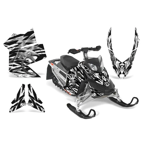 CreatorX Graphics Kit Decals Stickers for Ski-Doo Rev XP 2008-2018 Snowmobile Sled Wrap Decals Bolt Thrower White