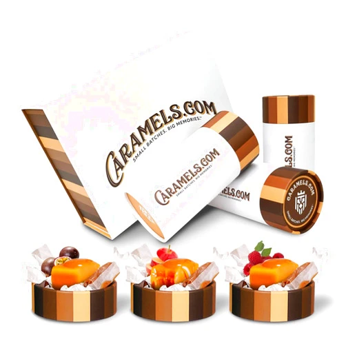Goat Foods Caramels.com Fruit Flavored Caramel Cream Candy Gift Set – Raspberry Sorbet, Passion Fruit, Harvest Apple (Pack of 3)