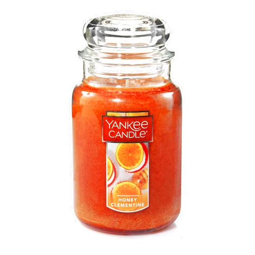 Yankee Candle Honey Clementine Scented, Classic 22oz Large Jar Single Wick Aromatherapy Candle, Over 110 Hours of Burn Time, Apothecary Jar Fall Candle, Autumn Candle Scented for Home