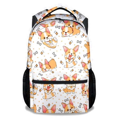 COOPASIA Cute Corgi Backpack, 16 Inch Dog Theme Bookbag with Adjustable Straps, Durable, Lightweight, Large Capacity, School Backpack for Kids Girls Boys