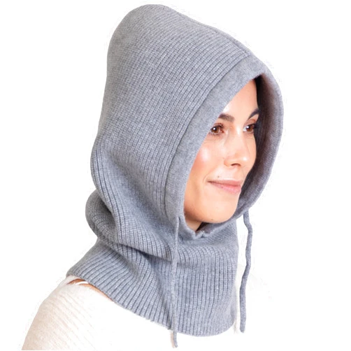Brook + Bay Knitted Hooded Scarf w/drawstrings - Knit Balaclava Hood Scarf for Women Winter - Stylish Hooded Hat, Neck Warmer