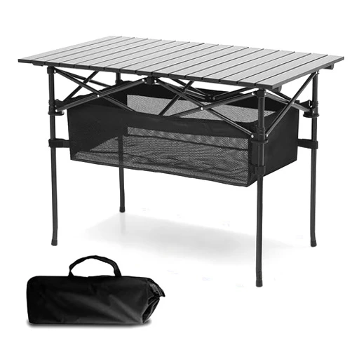 VIBZONFU Outdoor Folding Portable Picnic Camping Table, Aluminum Roll-up Table with Easy Carrying Bag for Indoor,Outdoor,Camping, Beach,Backyard, BBQ, Party, Patio, Picnic (Large)