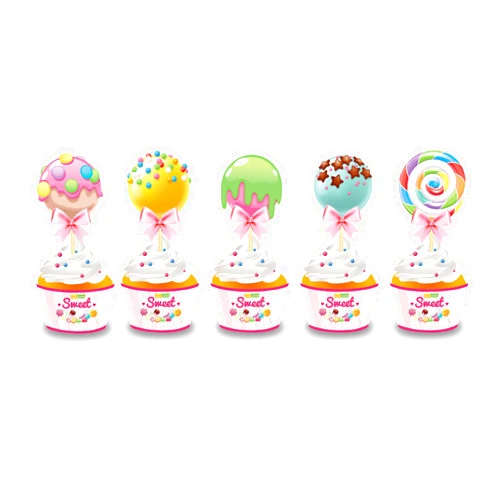 Josimen 40Pcs Lollipop Cupcake Toppers and Wrappers Dessert Decoration for Rainbow Candyland Candy Donut Theme, Sweet Dessert Theme, Baby Shower, Birthday Party, Wedding Party Supplies