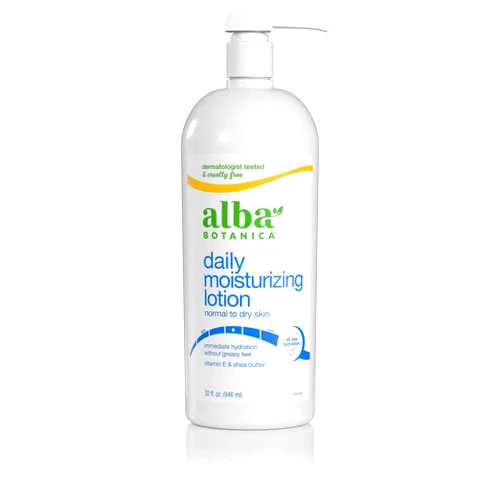 Alba Botanica Daily Moisturizing Body Lotion, Normal to Dry Skin, with Vitamin E and Shea Butter, 32 Oz (Packaging May Vary)