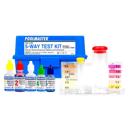 Poolmaster 22260 5-Way Swimming Pool or Spa Water Chemistry Test Kit with Case, Essential Collection