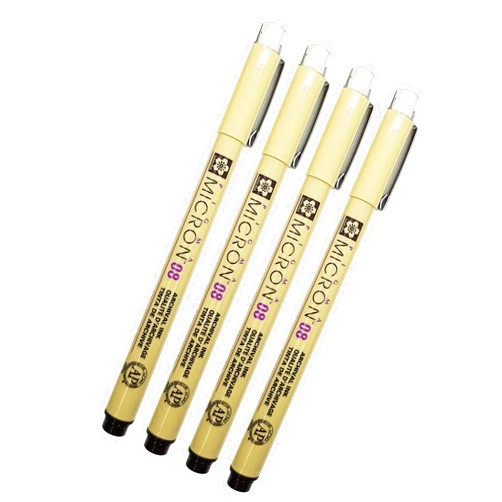 Sakura Pigma Micron 08 Black Pen 0.5mm Line Width Pack of 4 (08)