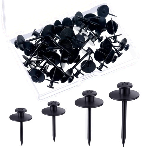 Zhengmy 40 Pcs Double Headed Picture Hangers Nails Thumb Tacks Small Head Hanging Nails Push Pins Decorative Wall Hooks for Hanging Home Office Hanging Picture Photo Decorations (Black)