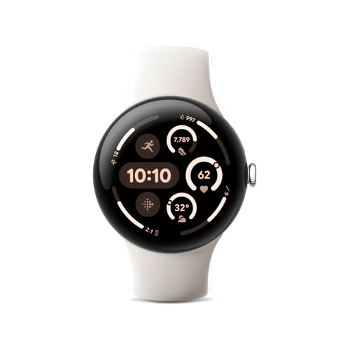 Google Pixel Watch 3 (45mm) 2024 Model - Android Smartwatch, Heart Rate Tracking, Fitbit Advanced Running, Fitness Insights, 24-Hour Battery - Polished Silver Aluminum Case - Porcelain Band - LTE