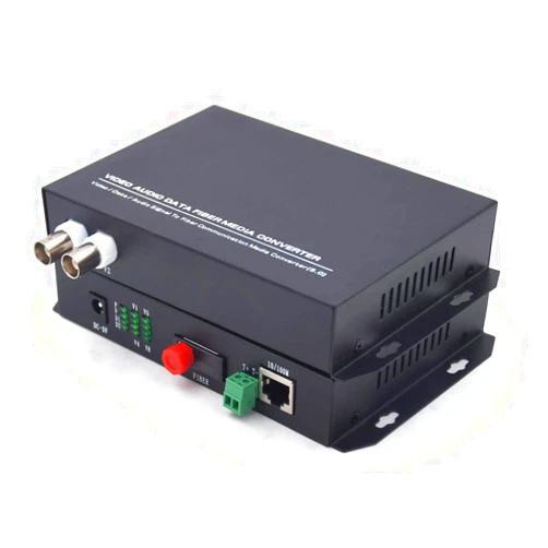 Primeda-telecom 2 Channels Video and Ethernet Over Fiber Optic Media Converters, Singlemode Fiber up 20Km (Include Transmitter and Receiver) for for Video Surveillance System
