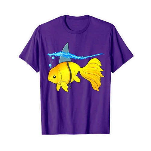 GoshWow Goldfish With Shark Fin Sea Creatures Funny Fish Pun T-Shirt