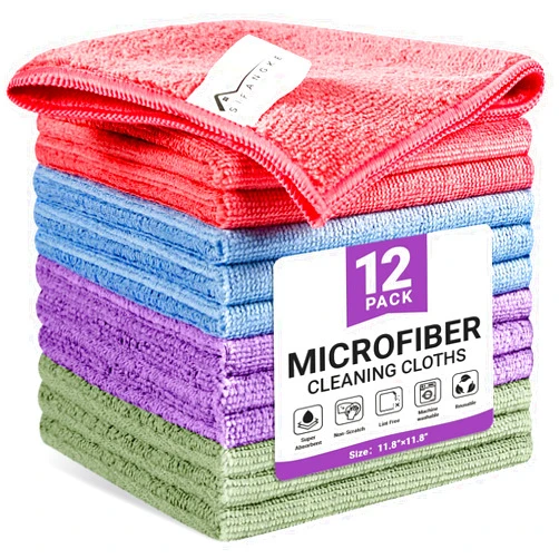 SIFANGKE Microfiber Cleaning Cloth, 12 Pack Assorted Color Cleaning Rags for Housekeeping, Colorful Reusable Microfiber Towels for Car, Kitchen, Bathroom and Household Cleaning Supplies, 11.8