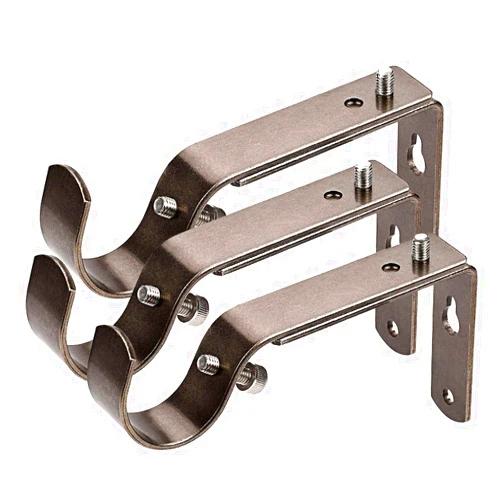 AMIATCH Curtain Rod Bracket Set of 3 for 1 Or 1 1/8 Inch Rods, Adjustable - Antique Silver