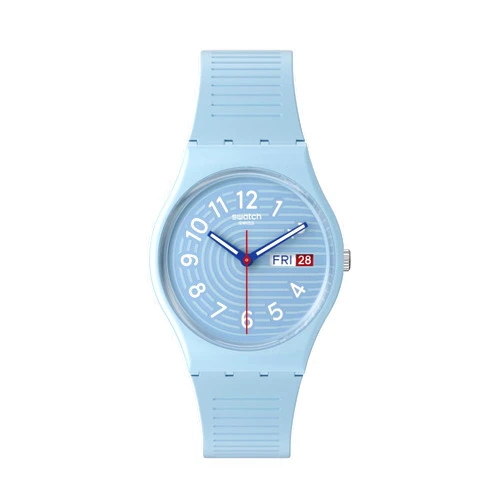 Swatch Unisex Casual Blue Watch Bio-sourced Material Quartz Trendy Lines in The Sky