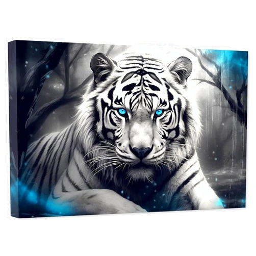 ARTZGX White Tiger Canvas Wall Art Bengal Tiger Picture Print Black and White Wild Animal Painting for Bedroom Decor Frame(Tiger - B 12.00