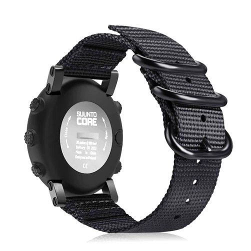 FINTIE Watch Band Compatible with Suunto Core, Premium Woven Nylon Replacement Sport Strap with Metal Buckle Compatible with Suunto Core Smart Watch (Black)