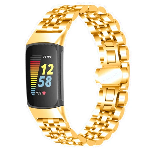 Limque Stainless Steel Band Compatible with Fitbit Charge 5 /Fitbit Charge 6, Adjustable Metal Watch Bands Bracelets，Wristband Replacement for Women Men
