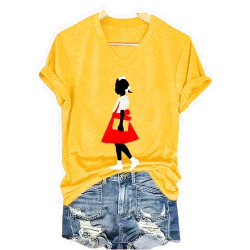 Generic Black Girl in Red Dress Tshirt Juneteenth Shirts Black History Month 1865 Tee
