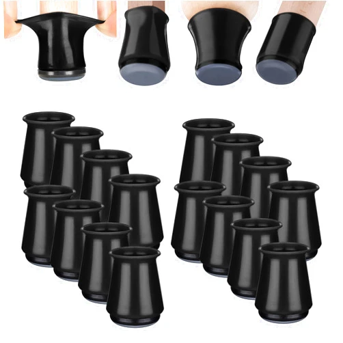 Aneaseit Chair Leg Sliders for Carpet - 16 pcs Black - Silicone Heavy Duty Furniture Movers w/PTFE Bottom - Table Feet Covers Pads Protectors for Smooth Glides - Small