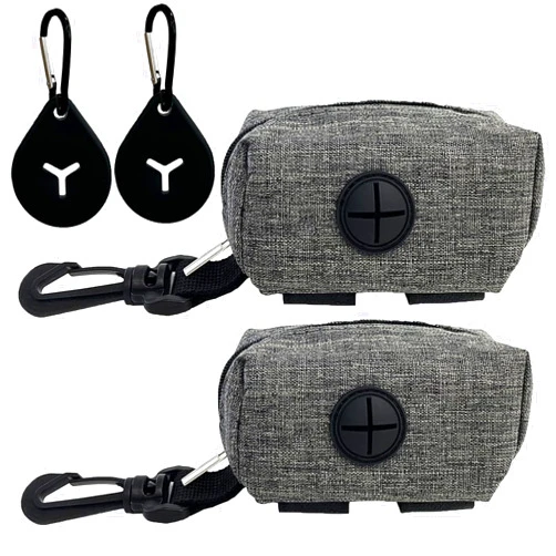 CAKOVANO Dog Poop Bag Holder for Leash, 2 Pack Dog Poop Bag Dispenser Doggie Waste Bag Holder Puppy Poop Bag Carrier, plus 2 Waste Holder for Dispenser Carrier - Fits All Dog Leash