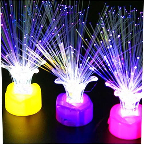 Uonlytech 10PCS LED RGB Color Changing Crystal Fiber Centerpiece Night Lamp for Banquet Wedding Holiday Party Favor