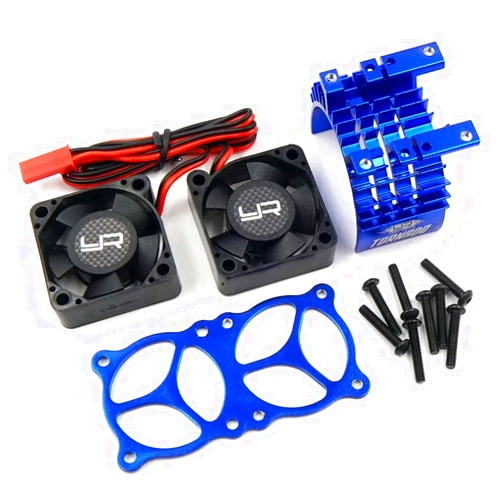 Yeah Racing YA-0643BU Alum 540/550 Motor Heat Sink w/Twin Tornado High Speed Fan Blue
