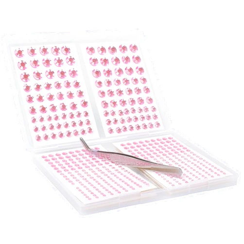 NIACONN Pink Face Jewels Gems Stick on, 10 Sheets/1410 Pcs Self Adhesive Rhinestone Hair Gems Stickers for Makeup & DIY - Pink