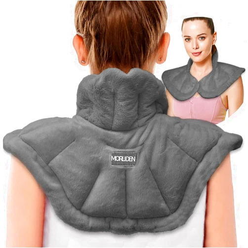 MORLIDEN Microwavable Heated Neck Wrap Warmer and Shoulder Weighted Heating Pad Microwave for Hot and Cold Compress