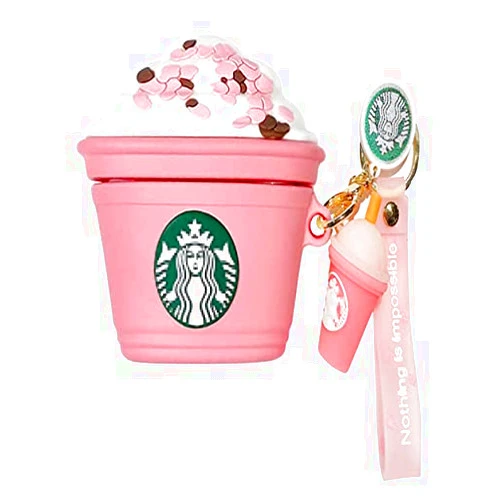 Junxihua 3D Cute Funny Cool Kawaii Fashion Ice Cream Cup Soft Silicone Skin Cover for Airpods 2 & 1 Pink