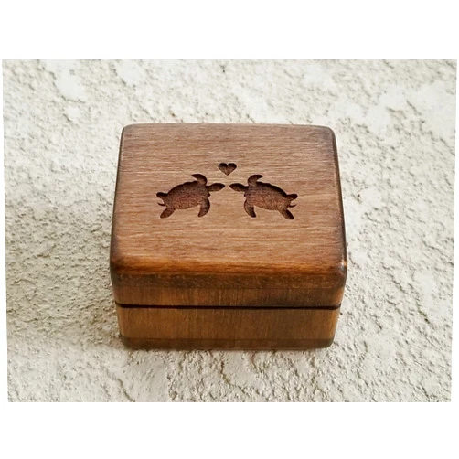Simplycoolgifts Custom engraved wooden ring box, love turtles, sea turtles ring box, beach wedding, engagement ring box handmade by Simplycoolgifts, Valentine's day gift