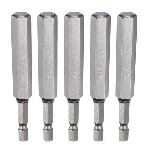 HARFINGTON 5pcs H10.0 Hex Head Drill Bit Wrench 10mm Metric Flat Tip 1/4