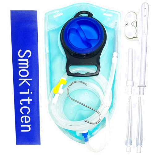 Smokitcen 2L Enema Bag Kit – 5ft. Long Silicone Hose – 3 Multi-Size Reusable Tips – Controlled Water Flow for Colon Detox Cleanse Enemas (TX004)