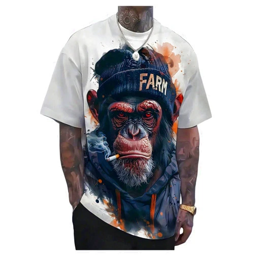 VIPWOLF Men's 3D Monkey Graphic Tees Short Sleeve Crew Neck Novelty Cool T Shirts