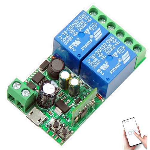 DieseRC 2 Channels WiFi Smart Switch, DC 5V 12V 24V 36V Passive Output Relay Module Ewelink APP WiFi Control Compatible with Alexa/Google Home, Inching/Self-Locking Switch