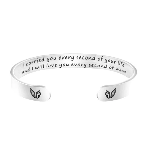 JoycuFF Memorial Gifts for Loss of Mom Dad in Memory of Jewelry Sympathy Bracelet Bereavement Cuff Secret Message Engraved Grief Gifts for Women