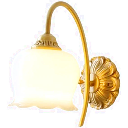 Dxb-shop Wall Sconces, V-intage Wall Sconce Flower Wall Light Copper Wall Mount Lamp, Glass Wall Mount Lighting Fixture French Style Hardwired Sconces, Living Room Bedroom Restaurant Wall Lamps