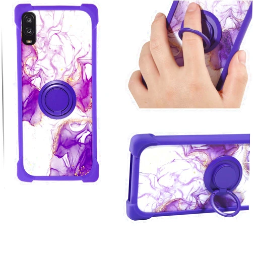 Jioeuinly Jitterbug Smart 3 Case Compatible for Lively Smart Smartphone Jitterbug Phone Case PC backplane + Silicone Soft Frame Cover [360 Metal Ring, Magnetic Car Mount] Purple