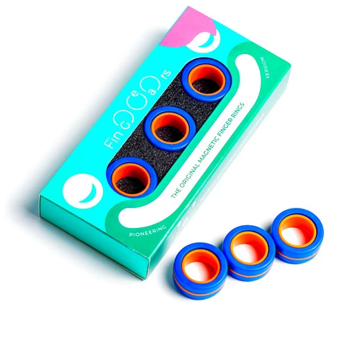 Fin-Gears Fingears Magnetic Rings (Set of 3) - Fidget Toy, Great Gift for Teens, Adults, ADHD, Stress Relief Fidget - Pioneering Version Medium