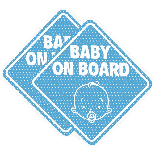 BabyPop! 2 Pack Blue Baby On Board Sticker Sign for Cars, No Residue and See Through Safety Cute Design 2 Pack