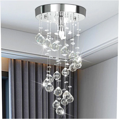 CRYSTOP Modern Crystal Chandelier Elegant Spiral Flush Mount Chandelier Modern Raindrop Crystal Ball Chandeliers Fixture Pendant Ceiling Lamp Lighting Fixtures for Bedroom Hallway Living Room D8