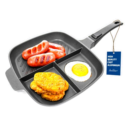 Jean-Patrique Divided Stove Top Grill, Lazy Pan - Divided Frying Pan with Multi Sections For Gas, Electric, Induction & Oven