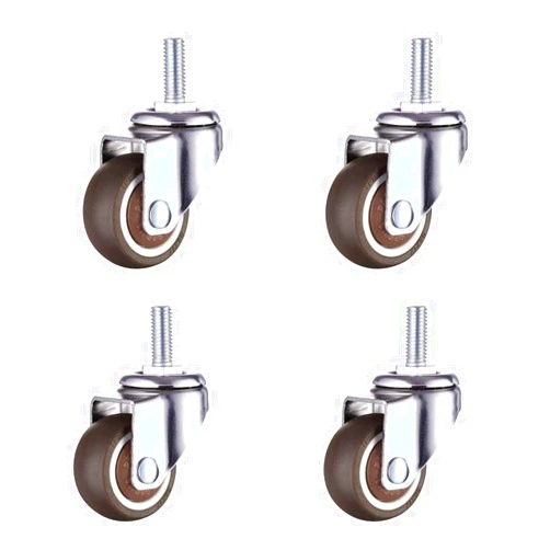 Norgail 1 Inch Small Tiny Shopping Cart Wheel Replacement Swivel Caster Wheels Soft Rubber TPE M6x 15mm Mini Threaded Stem Caster Wheel, 33lb/15kg Load Capacity, Set of 4