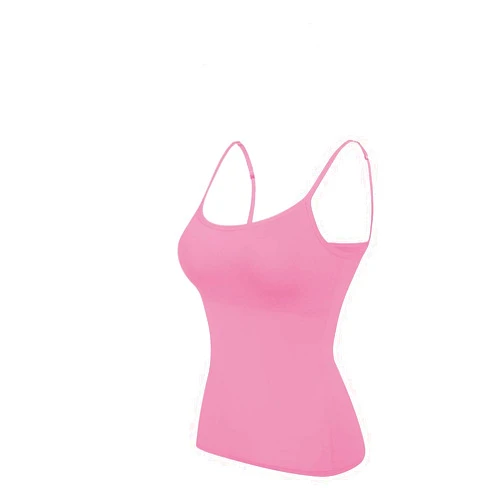 Generic Women Spaghetti Strap Scoop Camisole with Frame Bra Undershirt Adjustable Spaghetti Strap Base Layer Summer Tank Tops for